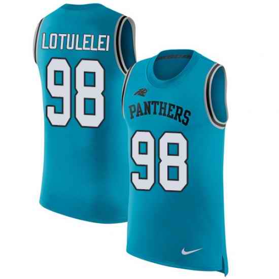 Nike Panthers #98 Star Lotulelei Blue Alternate Mens Stitched NFL Limited Rush Tank Top Jersey